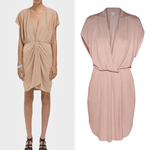 Wilfred Aritzia Blush Pink Drape Front Knee Length Dress Sz S - Picture 1 of 14